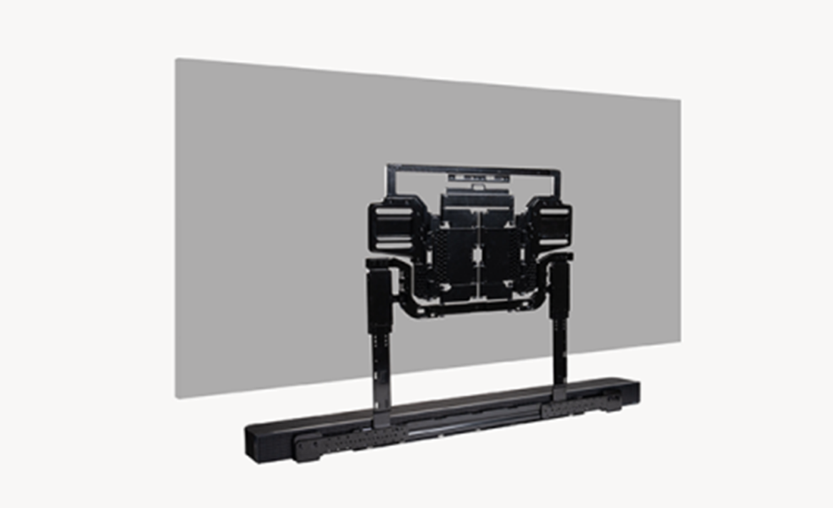 Image of soundbar attached to TV mount.
