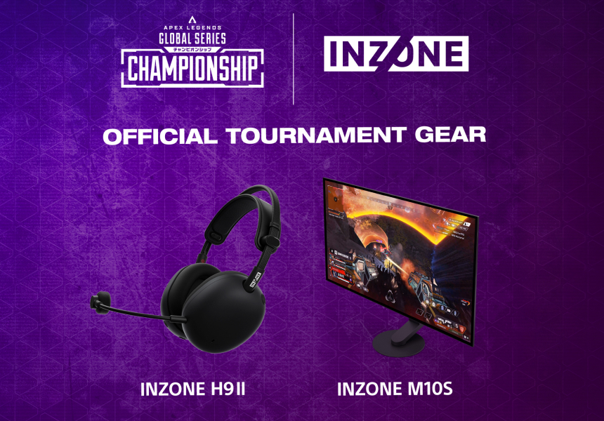 Photo des INZONE M10S et INZONE H9 II, équipement officiel du tournoi Apex Legends Global Series