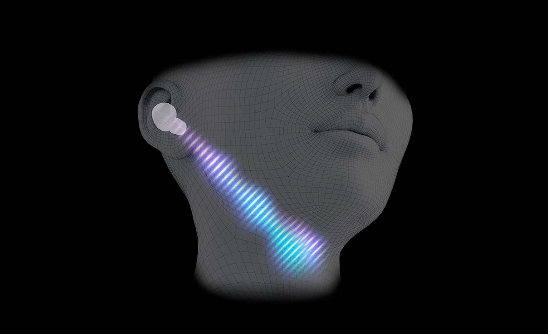 Detects speech vibrations to enhance clarity