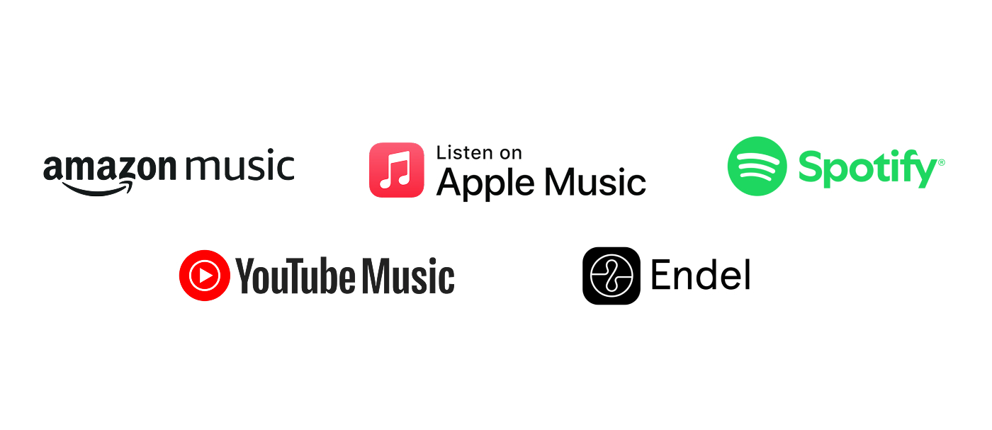 amazon music, Listen on Apple Music, Spotify, YouTube Music, Endel