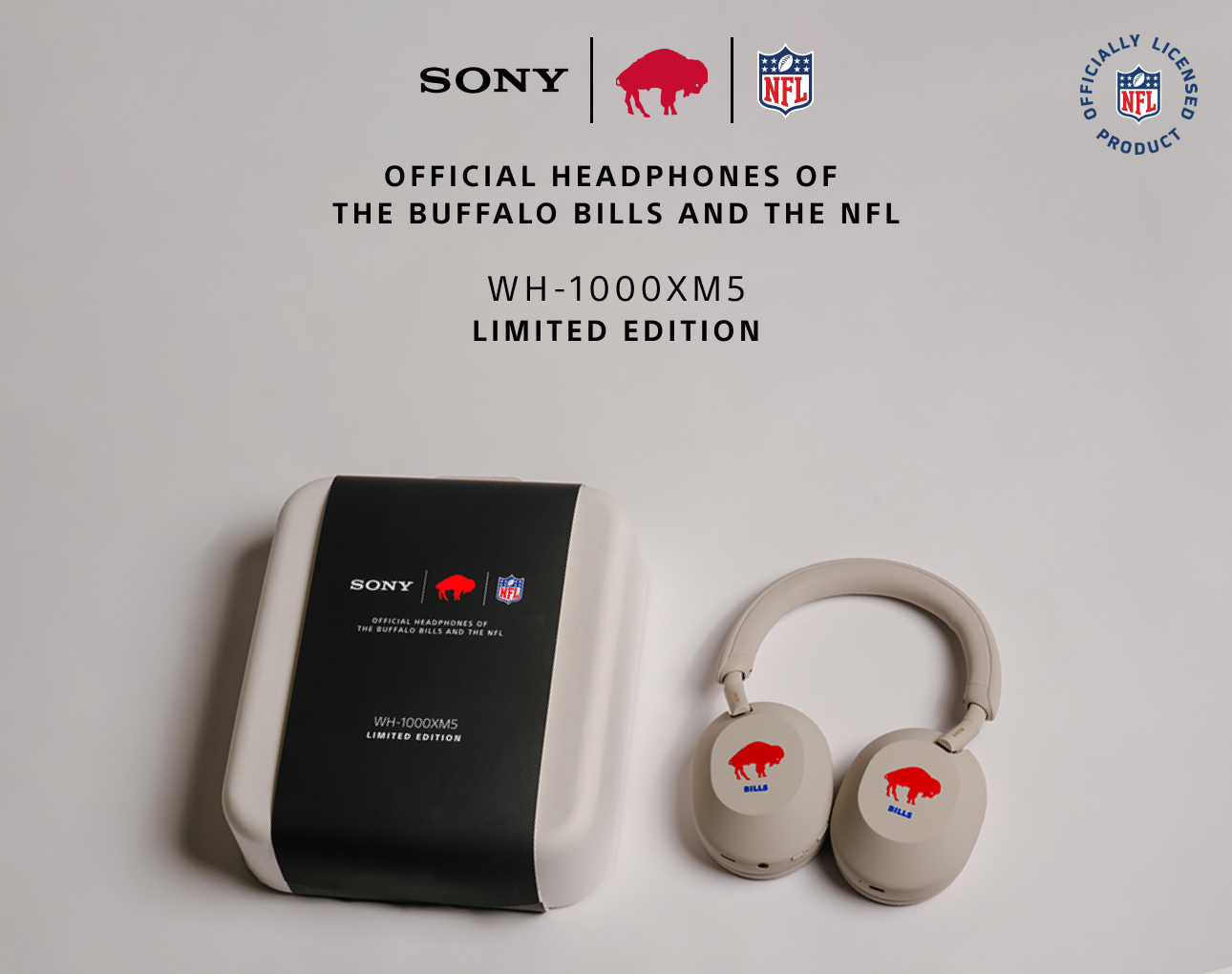 OFFICIAL HEADPHONES OF THE Buffalo bills and the NFL | WH-1000XM5 LIMITED EDITION