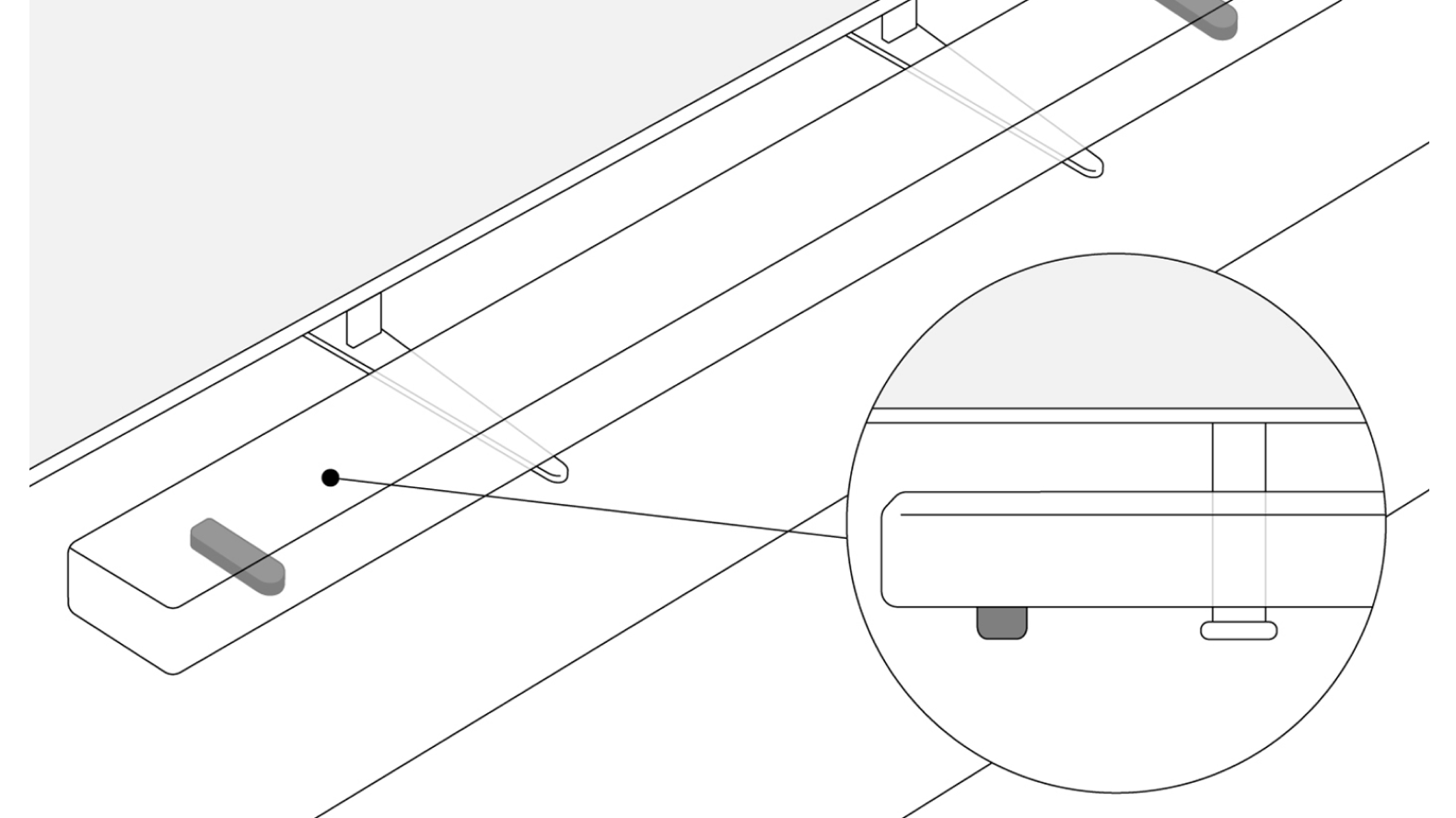 Image pointing out soundbar foot.