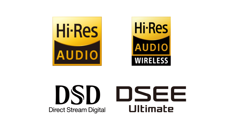 Hi Res AUDIO, Hi Res AUDIO WIRELESS, Direct Stream Digital, DSEE Ultimate