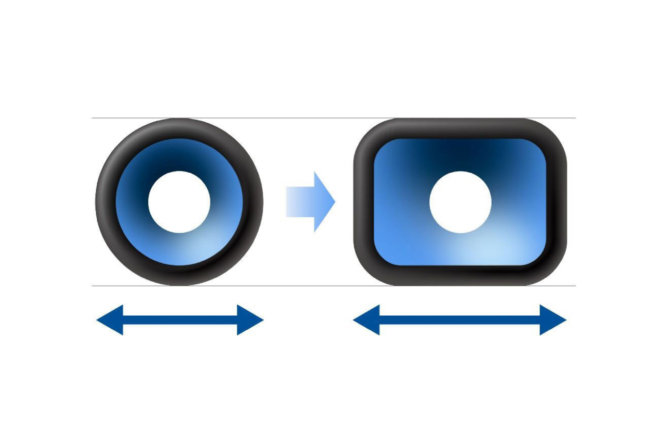 A circular versus rectangular speaker.