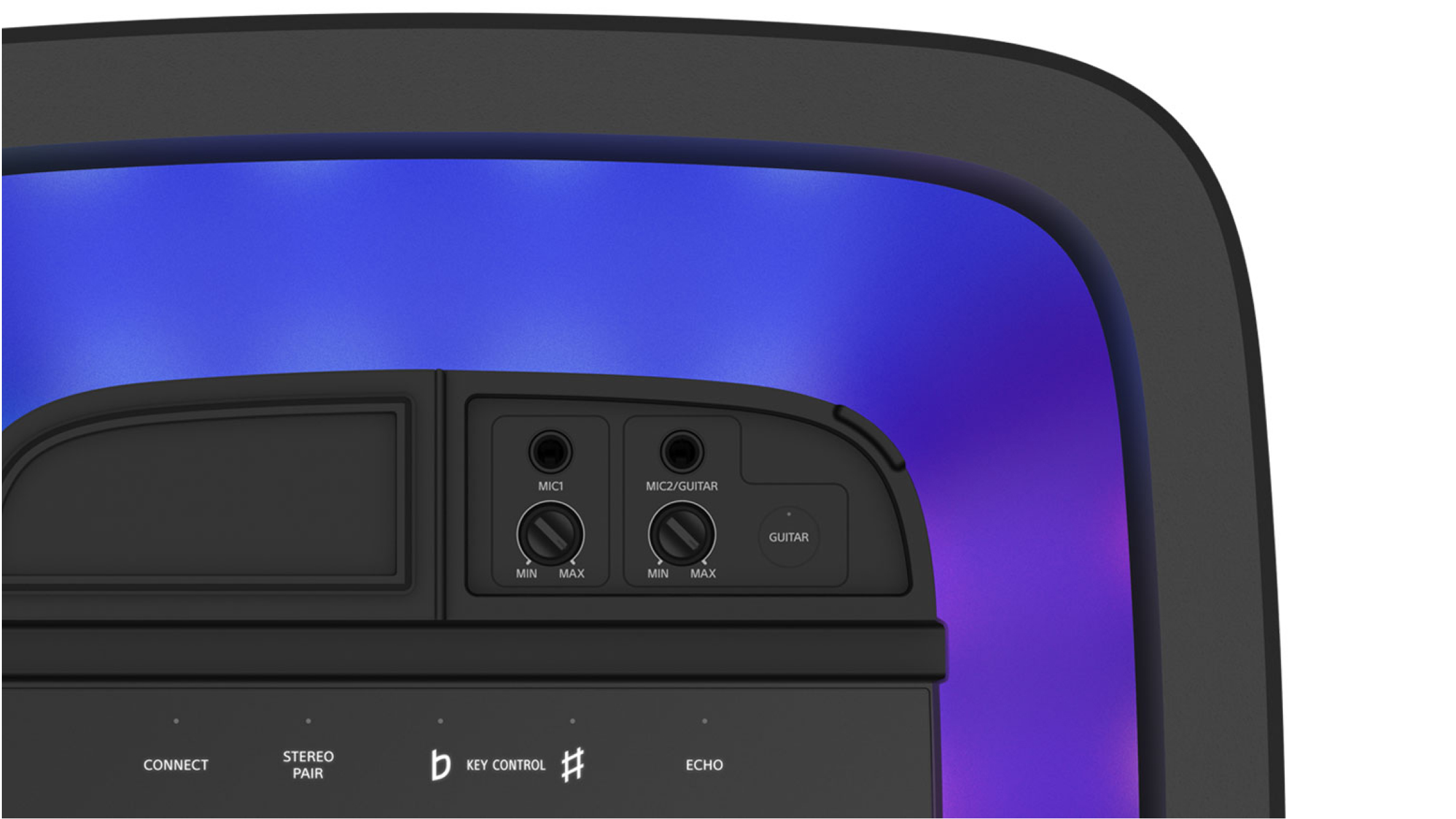 A close-up on the connection buttons at the top of the ULT TOWER 9AC speaker