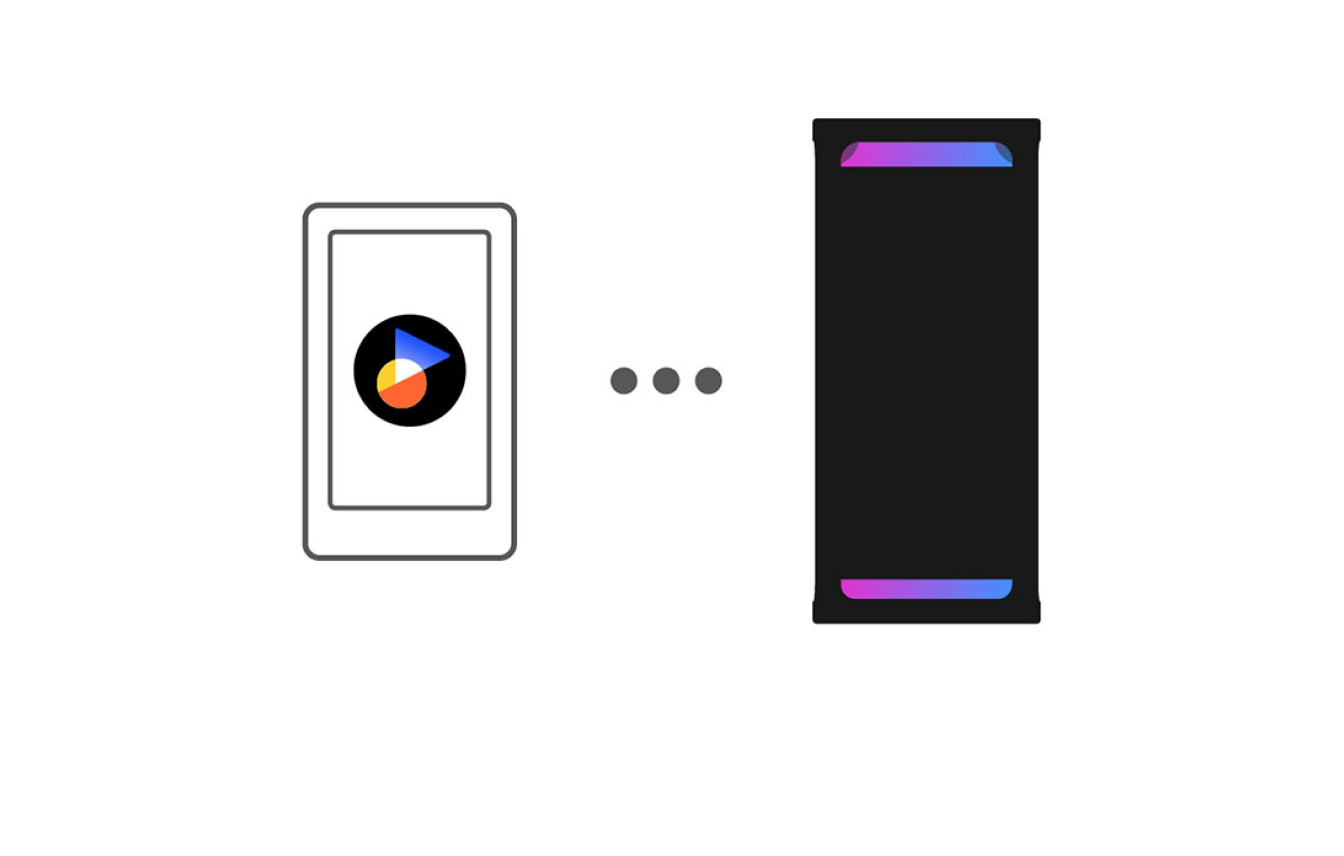 Diagram of the ULT TOWER 9AC speaker paired with a smartphone.